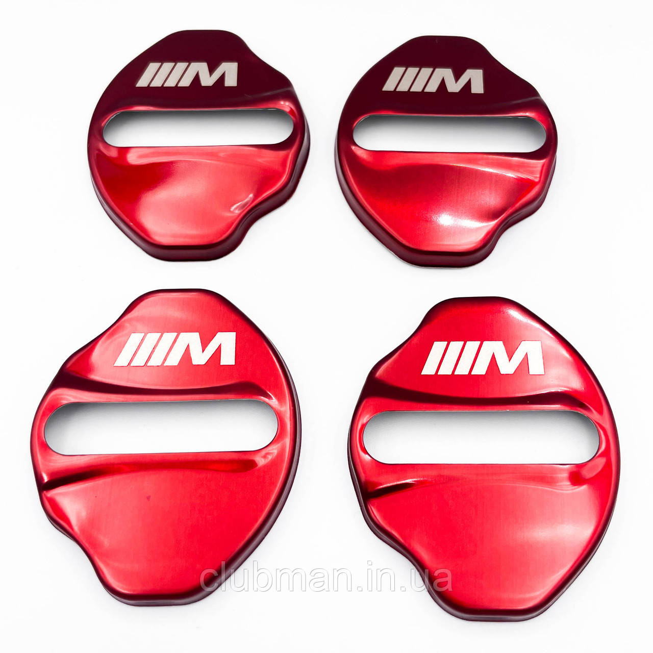 Накладка на дверний замок з емблемою BMW M-performance (БМВ) Комплект 4 шт - Червоні