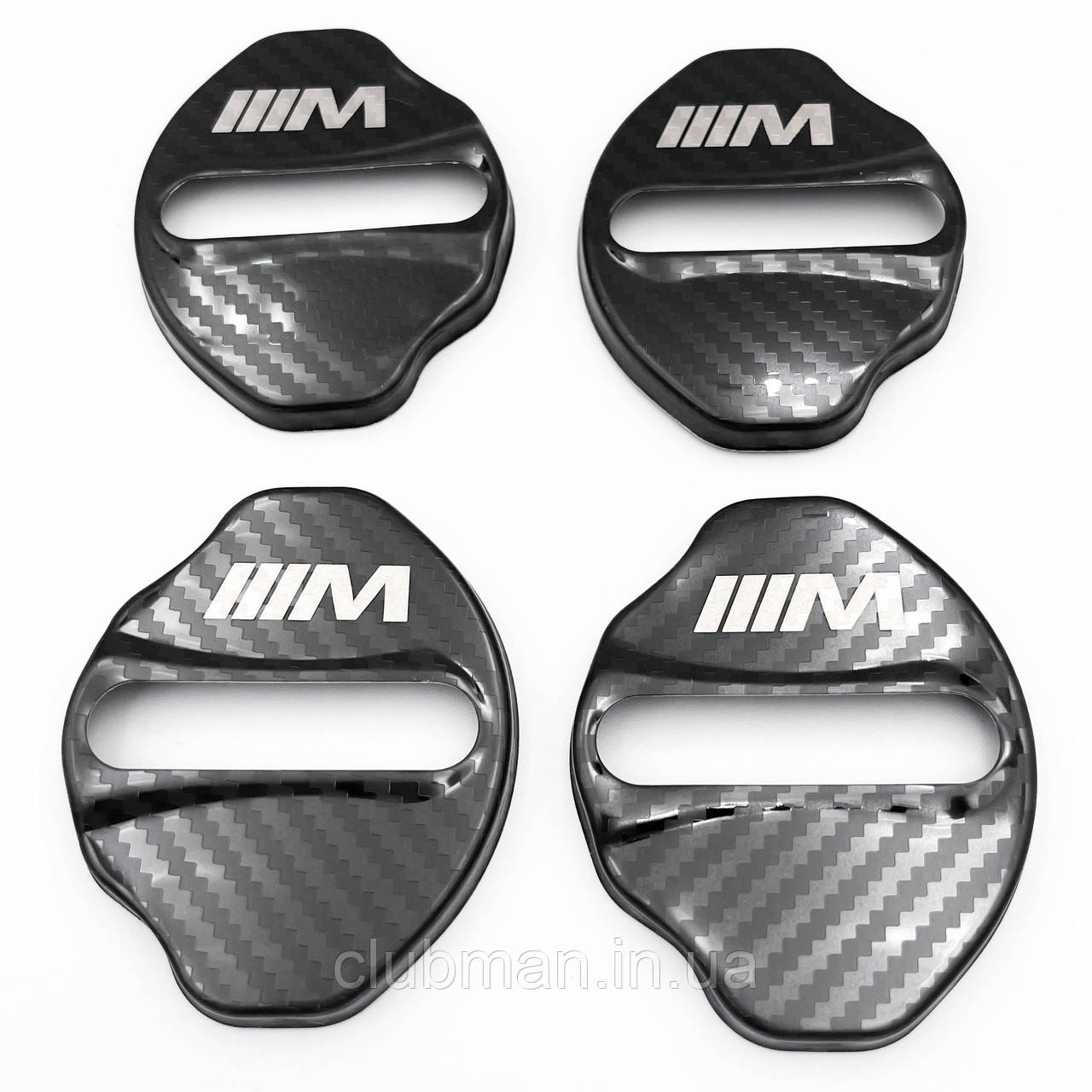 Накладка на дверний замок з емблемою BMW M-performance (БМВ) Комплект 4 шт - Карбон