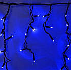 Вулична Синя 5 x 0,7 м Гірлянда Бахрома на чорному каучуковому проводі 120 LED колір синій, перехідник, фото 6