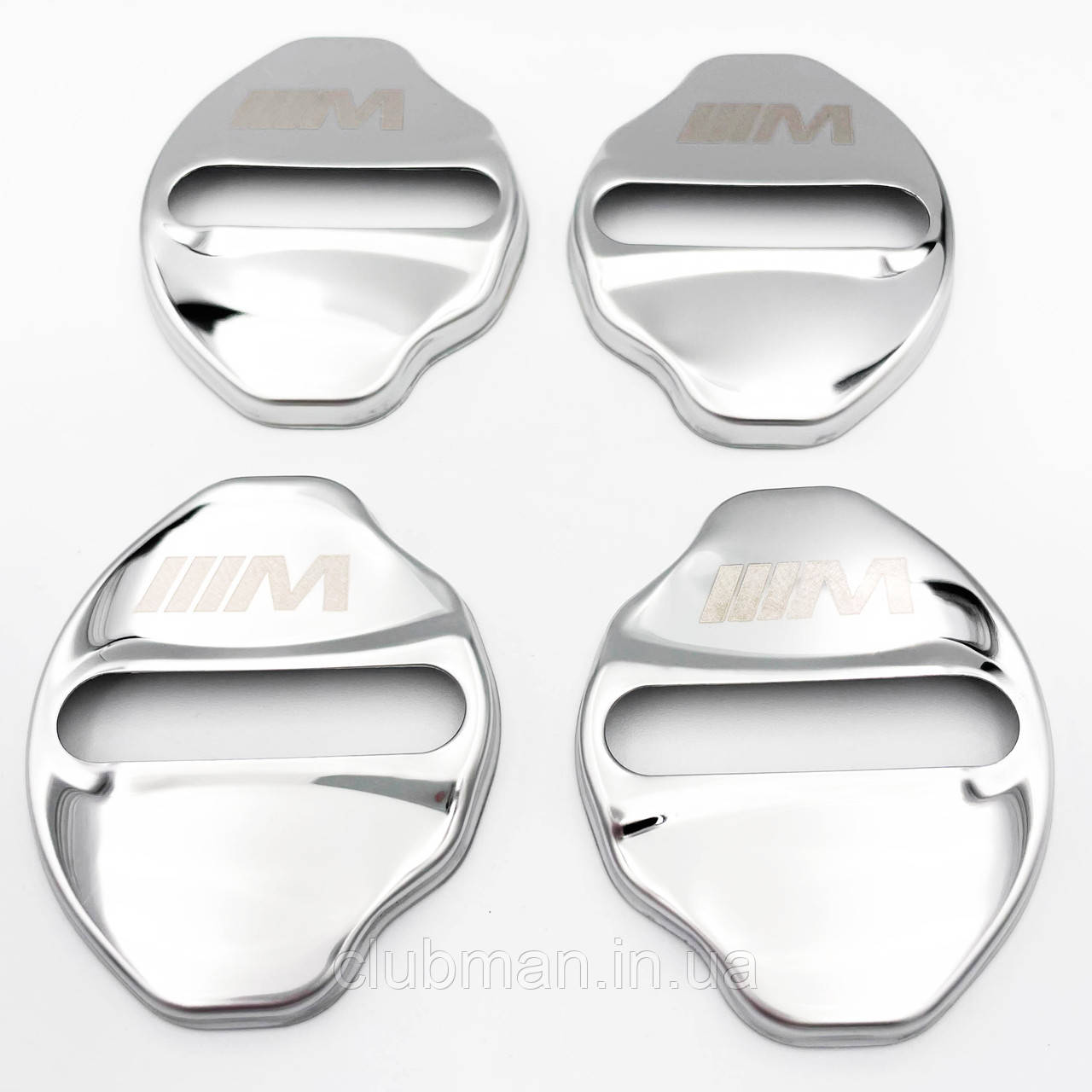 Накладка на дверний замок з емблемою BMW M-performance (БМВ) Комплект 4 шт - Хром