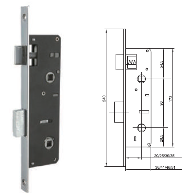 Замок врезной CordonTech 173/35-CR, фото 1