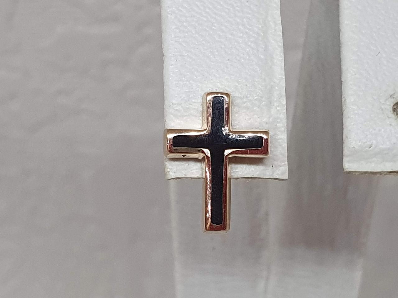 Золота моносережка Хрестик с емаллю. СП952И