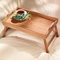 Бамбуковый столик для завтрака в постель, столик для кемпинга и пикника