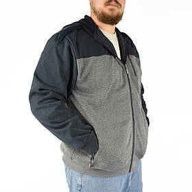 Толстовка чоловіча з капюшоном на блискавці Кофта спортивна трикотажна Сині рукави 4XL