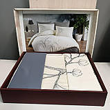 Комплект постільної білизни сатин делюкс з вишивкою TM Zeron 200x220  колiр сірий, фото 5