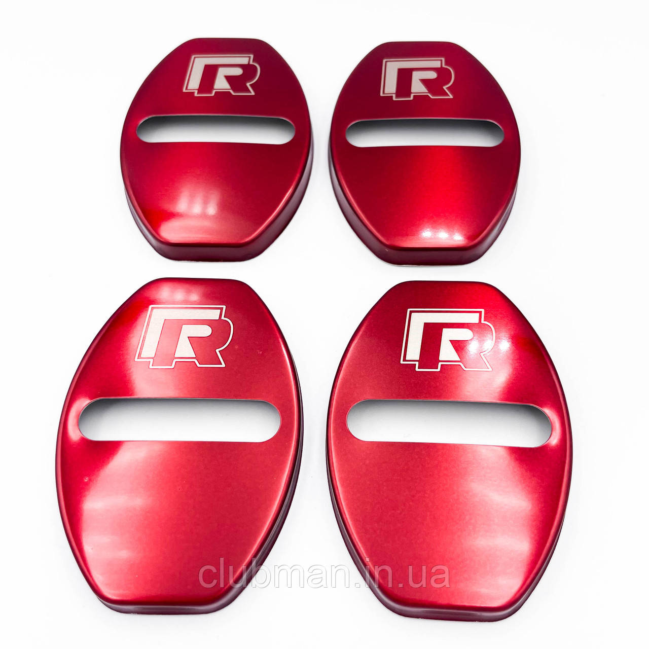 Накладка на дверний замок з емблемою R-line VOLKSWAGEN (Фольксваген) Комплект 4 шт - Червоні