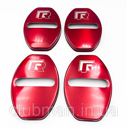 Накладка на дверний замок з емблемою R-line VOLKSWAGEN (Фольксваген) Комплект 4 шт - Червоні, фото 1