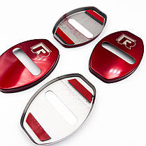 Накладка на дверний замок з емблемою R-line VOLKSWAGEN (Фольксваген) Комплект 4 шт - Червоні, фото 4