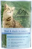Вологий корм ТМ CarpathianPet Food з телятиною та качкою в соусі, 80г х 24шт (тільки блоками по 24 шт)