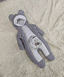 Теплий комплект для новонароджених, сірий з принтом Ведмедик на місяці, фото 4