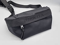 Сумка бананка Prada чорна текстильна