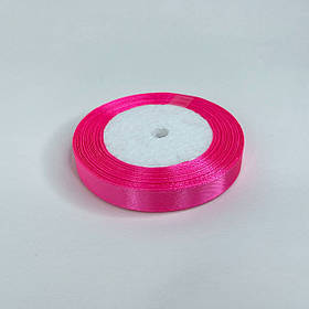 Стрічка атласна, 1,2 см, яскраво-рожева, 23 м - рулон
