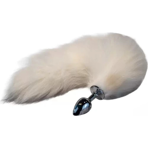 Анальний корок лисий хвіст Fetish Anal plug fox tail білий, 7 х 2.5 см