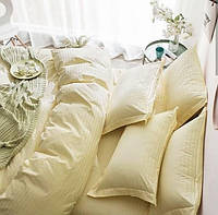 Полуторный постельный набор "Желтый страйп" белье постельное цветное качественное (страйп-сатин). Украина
