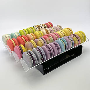 Стелаж у магазин, підставка для макарунів на 4 комірки по 30см, горизонтальна, чорна