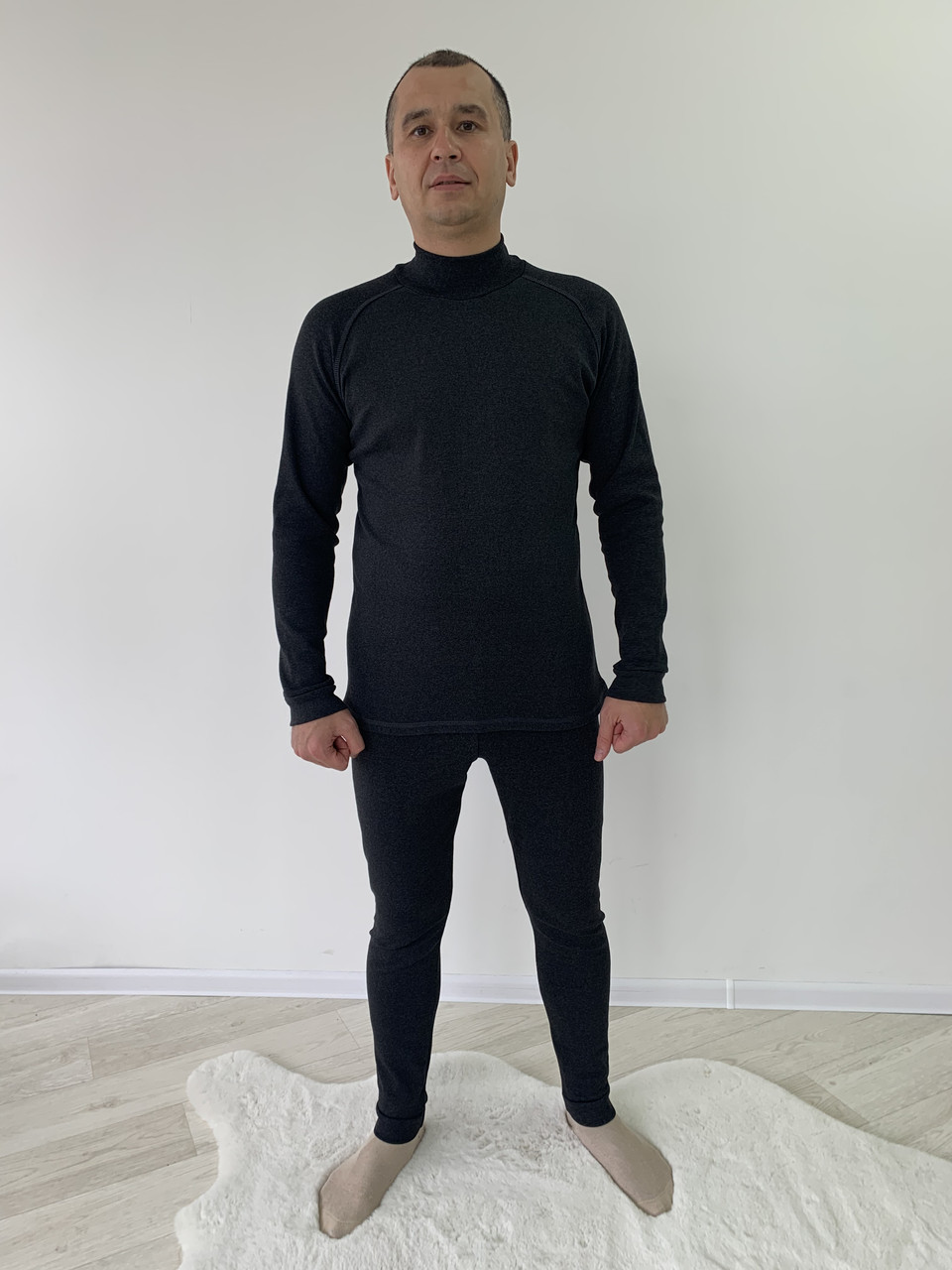 Термобілизна Реглан M, L, XL, 2XL рібана з начосом ЧОРНИЙ, фото 1