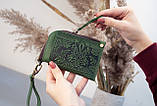 Міні-гаманець картхолдер зелений з тисненням Тризуб Герб та Калина | міні гаманець на блискавці, фото 3
