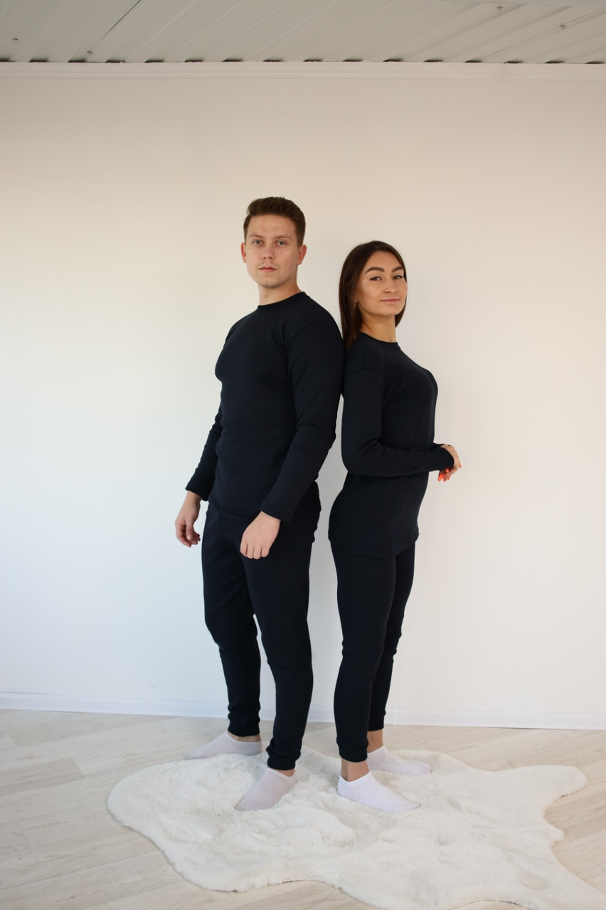 Термобілизна універсальна Класична S, M, L, XL, 2XL, 3ХЛ рібана з начосом ЧОРНИЙ