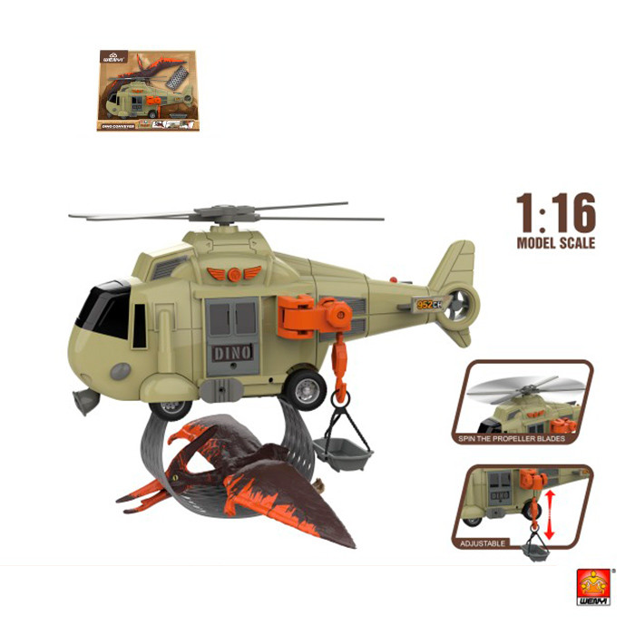 Вертолет WY752A інерц, 1:16, 28см, звук, світло, рухливі деталі, гумові колеса, динозавр, на б