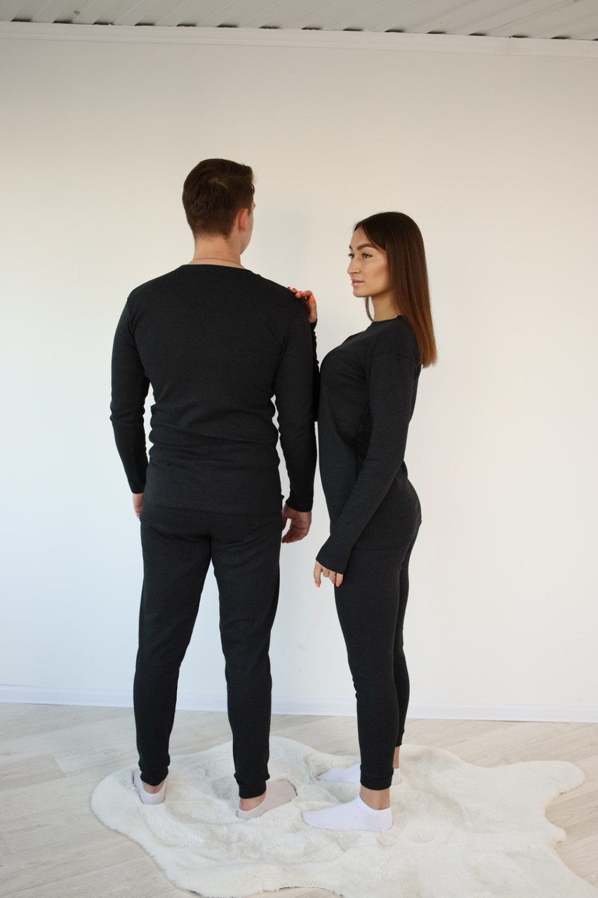 Термобілизна універсальна Класична S, M, L, XL, 2XL, 3ХЛ рібана з начосом АНТРАЦИТ