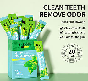 Освежающий ополаскиватель для полости рта с ароматом мяты в стике Sadoer, 20шт*10 мл.