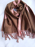 Шарф жіночий двухсторонній осінь-зима з написом Love Без бренду 180х62 см Коричнево-рожевий, фото 2