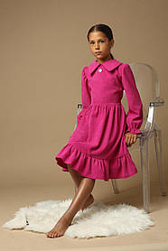 Дитяче плаття Мадлен, мікро вельвет, колір фуксія рожевий для дівчинки 5 6 7 років, розмір 116