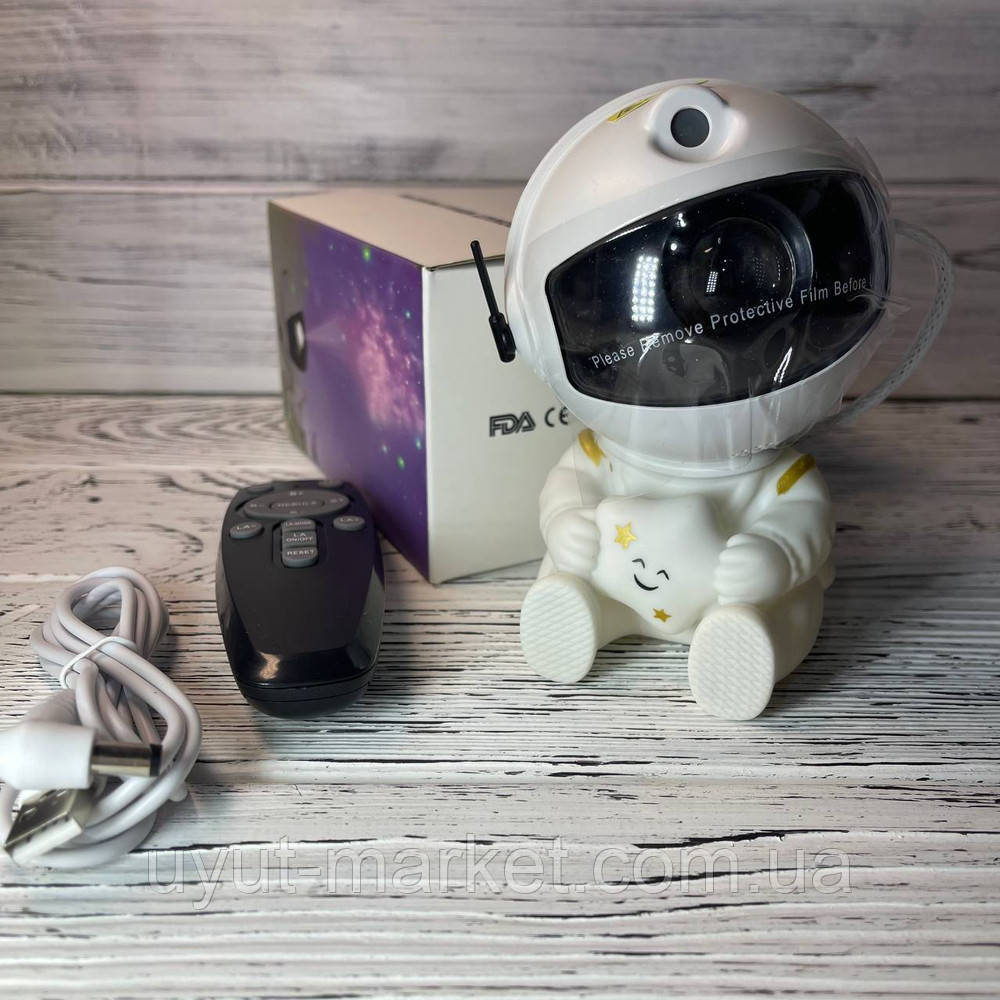 Світильник нічник проектор зоряного неба Космонавт, Астронаф сидячий Mini, пульт, фото 1