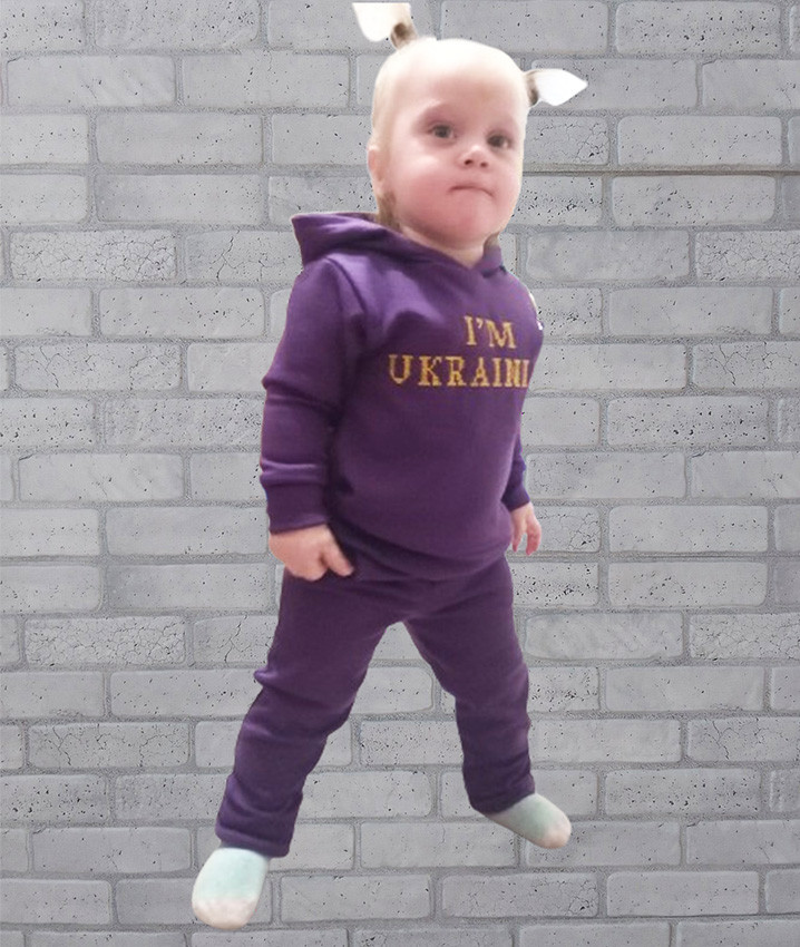 Костюм на дівчинку теплий акрил із вишивкою, в'язаний прогулянковий комплект дитячий фіолетовий