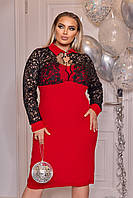 Шикарне ошатне жіноче плаття з гіпюром великого розміру 48-50, 52-54, 56-58, 60-62 червоне