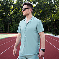 Стильная мужская летняя рубашка "Дежавю" светлая олива - S, M, L, XL, 2XL