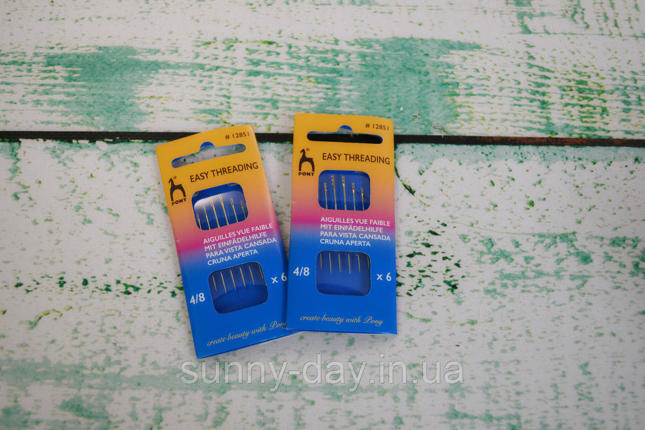 Голки легкодіючі №4-8 PONY для слабозорих з позолоченим вушком, фото 1