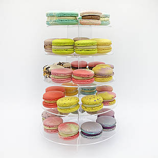 Підставка під макаруни, гірка для макарун, стелаж з акрилу на 5 полиць для 64 макарун