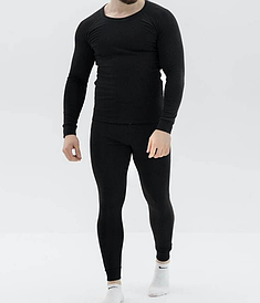 Комплект чоловічої термобілизни Thermal на флісі (Чорний) 2XL