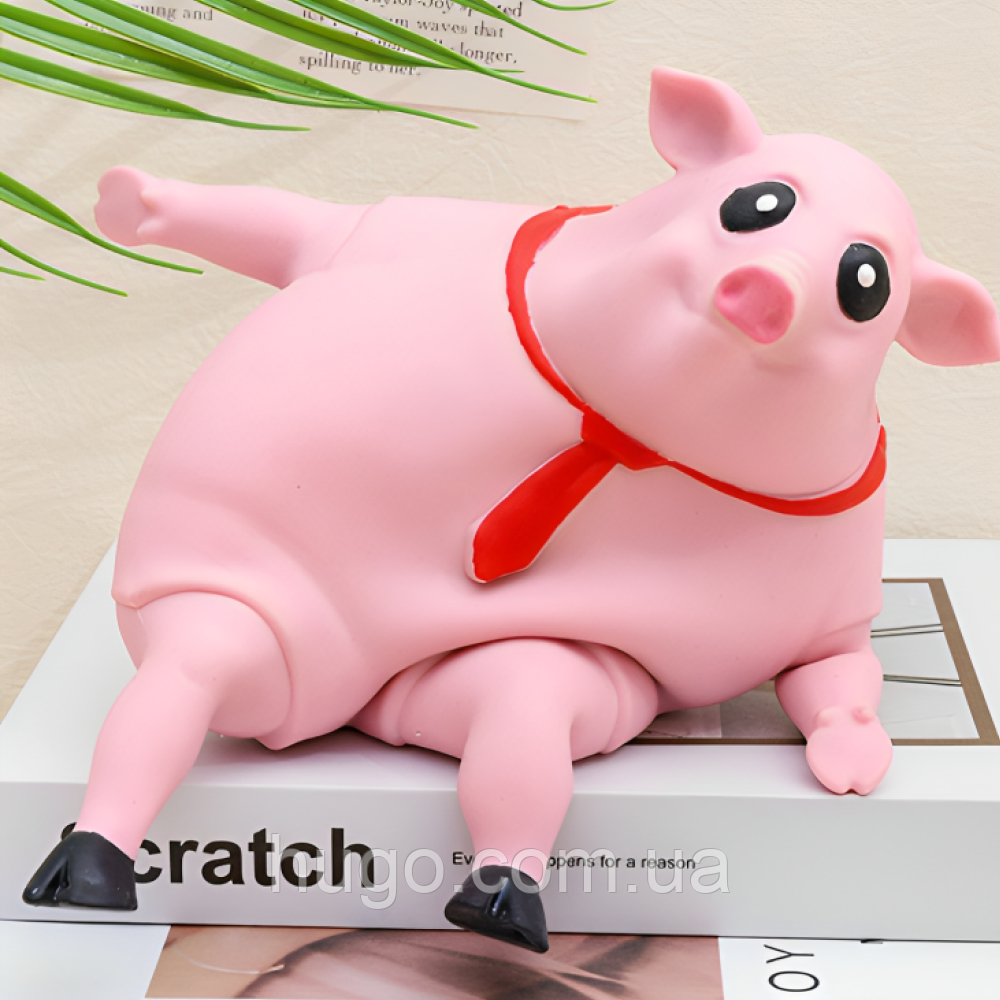 Антистрес іграшка Еластична свиня 22 см, Pink Pig BIG / Свинка сквіш / Свинка бос / Дитяча іграшка