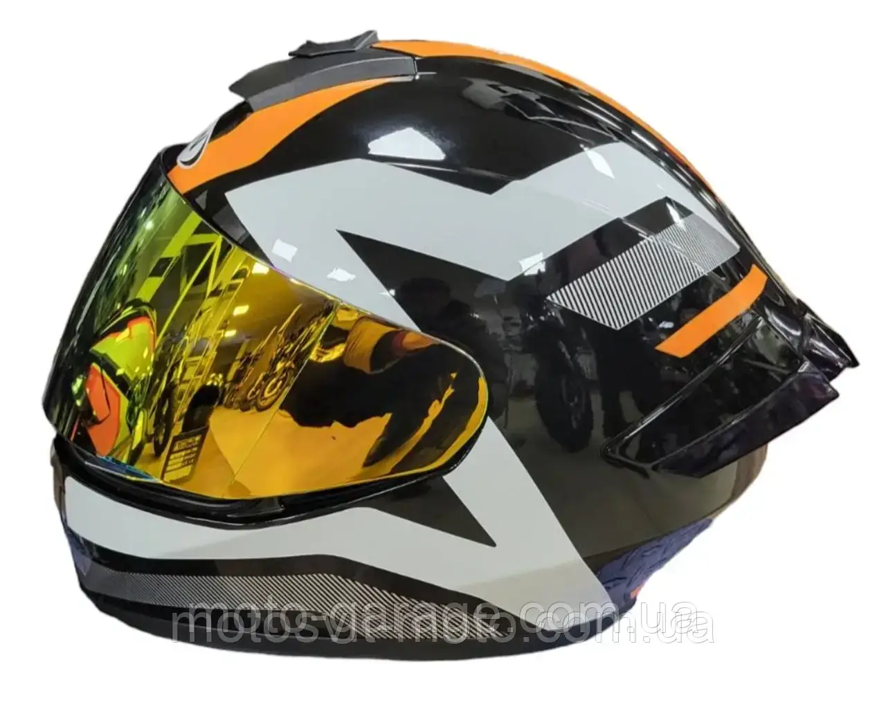 Мотошолом FXW, HF-126S, Black/White/Orange, Інтеграл,, фото 1