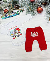 Яскраві новорічні костюми для новонароджених хлопчиків та дівчаток. боді та штани