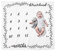 Пеленка для фото малыша по месяцам «Смотри как я росту» фотопеленка фотофон фотокалендарь