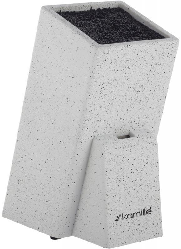 Подставка-колода для ножей Kamille Brash Stand 26см, белый гранит с наполнителем ATE - фото 1 - id-p2052268987