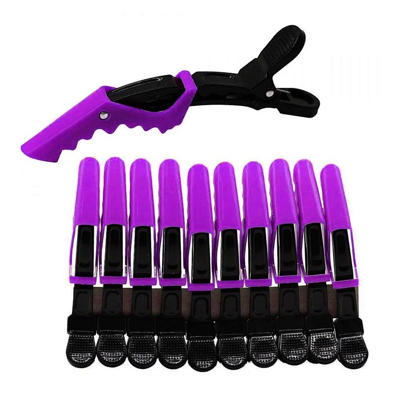 Набір зажимів для волосся Hots Professional Alligator Black & Violet, 10 шт (HP22015-VIO)