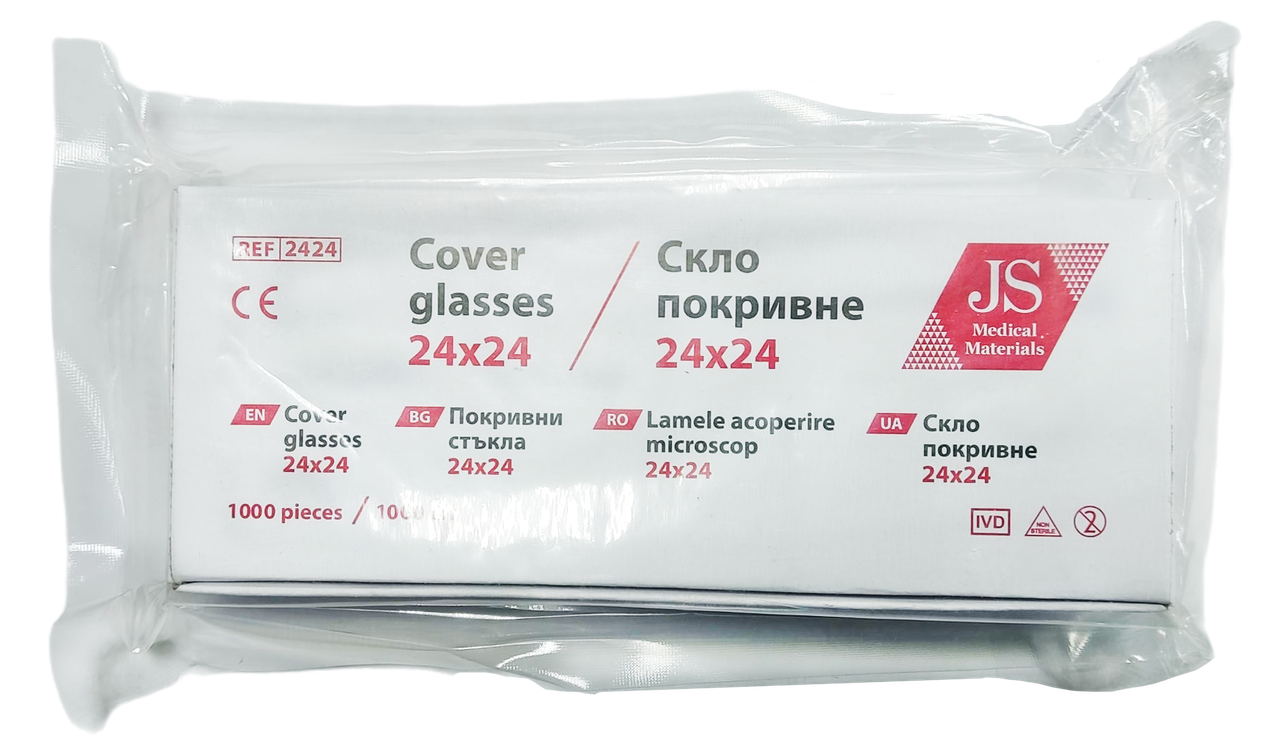 Покривне скло 24х24 мм товщина 0,17 мм JS 1000 шт