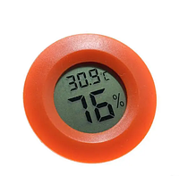 Цифровой термометр-гигрометр, круглый, красный (с батарейкой)