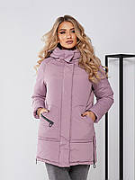 Жіноча непромокаюча куртка , євро зима. батал арт. 509 бузкова пудра/ пудра