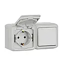 Forix Вимикач + розетка із заземленням та шторками IP44 білий 782371, фото 2