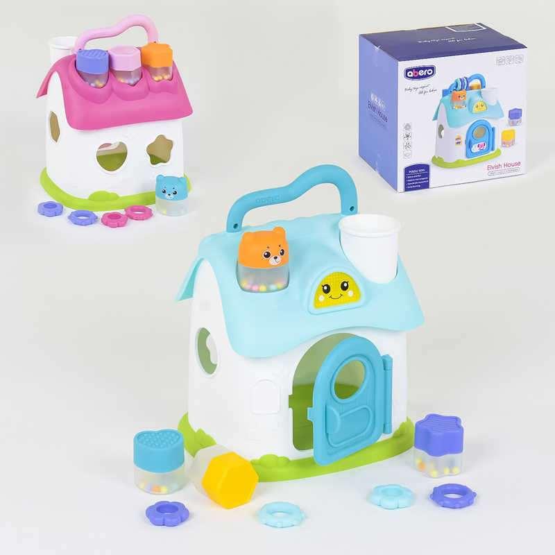 Будиночок-сортер для маленьких діток, звукові та світлові ефекти, в коробці, фото 1