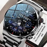 Умные наручные часы для мужчин черные. Металлические Смарт часы мужские- звонок Android/IOS