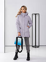 Жіноча непромокаюча куртка , євро зима. батал арт. 509 світло-сірий