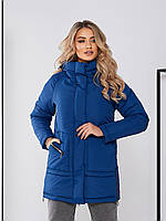 Жіноча непромокаюча куртка , євро зима. батал арт. 509 яскраво-синій/ електрик