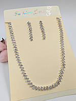 Кольє з сережками Fashion Jewelry Кольє 32 см + 16 см Сережки 4 см Прикраса на весілля Біжутерія