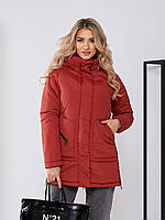 Жіноча непромокаюча куртка , євро зима. батал арт. 509 терракотовий/ терракот